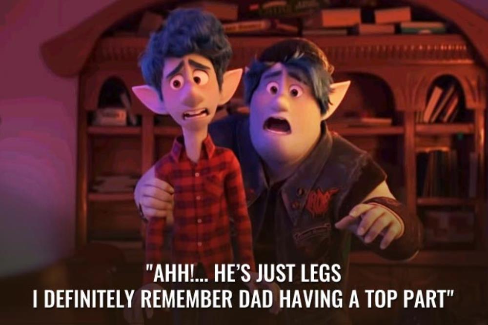"ahh he’s just legs i definitely remember dad having a top part."