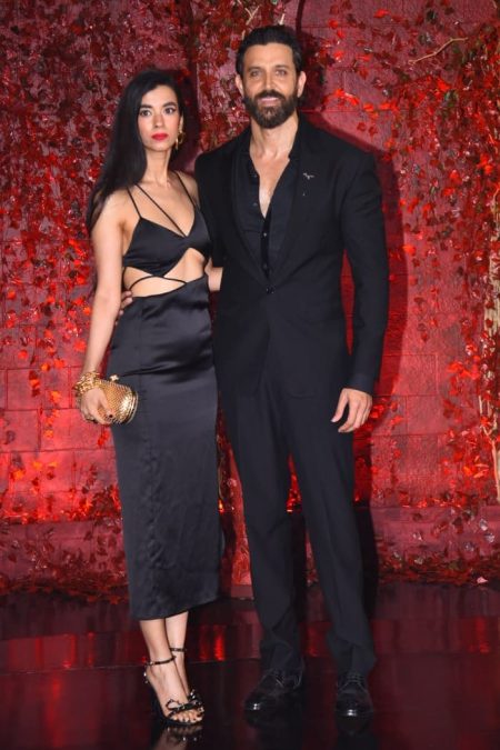 hrithik roshan and saba azad were seen twinning in black outfits as they walked towards the venue together