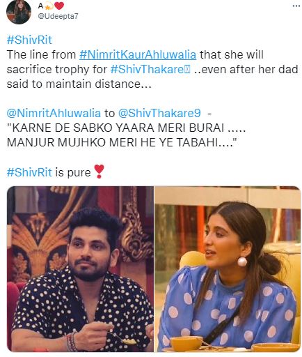 Bigg Boss 16: Nimrit Kaur Ahluwalia Is Ready To Sacrifice Her Trophy For Shiv Thakare; Fans Says Shivrit Bond Is Pure 1 shivrit